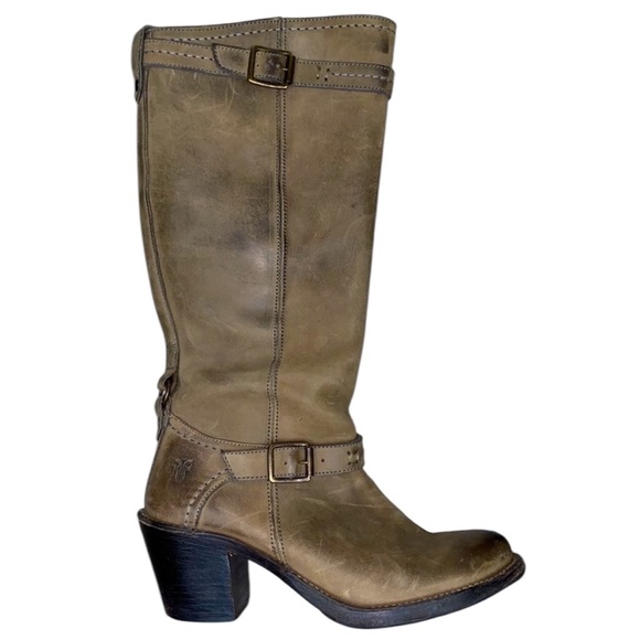 FRYE Carmen Tall Boots Size 8.5 Stone Tan Brown - Picture 14 of 16